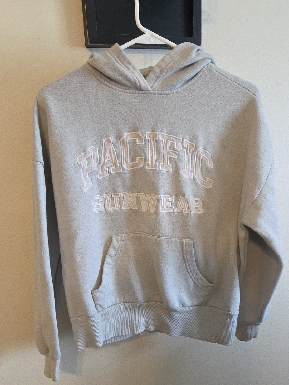 Pacific Sunwear Light Gray Hooded Sweatshirt with Embroidered Logo